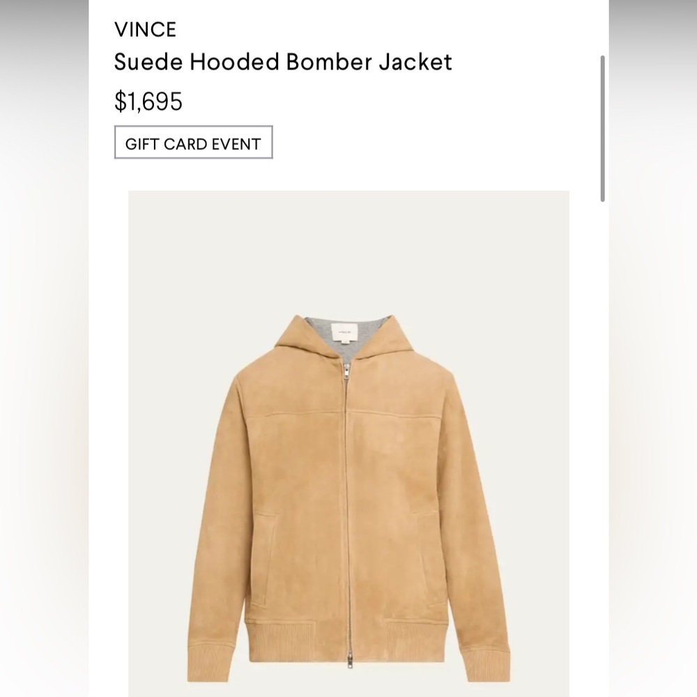 Vince Suede Zipper Hooded Bomber Jacket